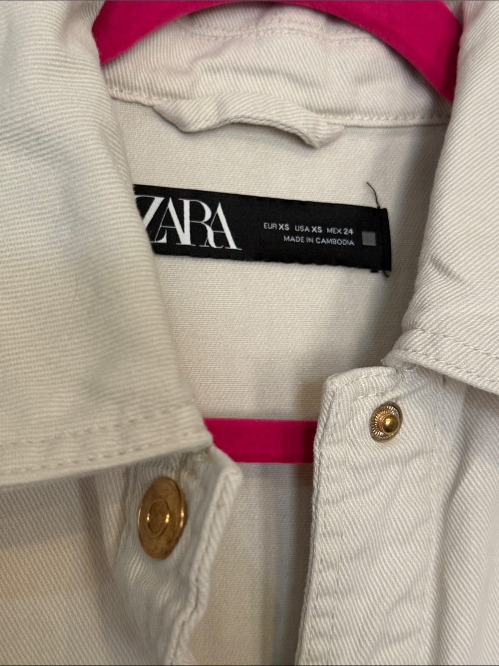 Zara White Denim Gold Button Jacket XS (m1) - Picture 3 of 5